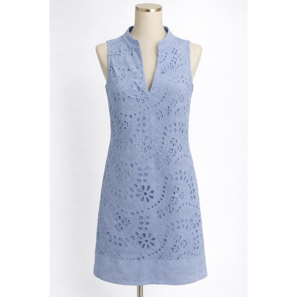 eliza j light blue lace dress | Dresses | Eliza J Shift Womens 4 Eyelet Cotton Sleeveless High Neck comfortable lining of 96% high-end women's fashion Seven Combat Boot Outfits Color:Cactus